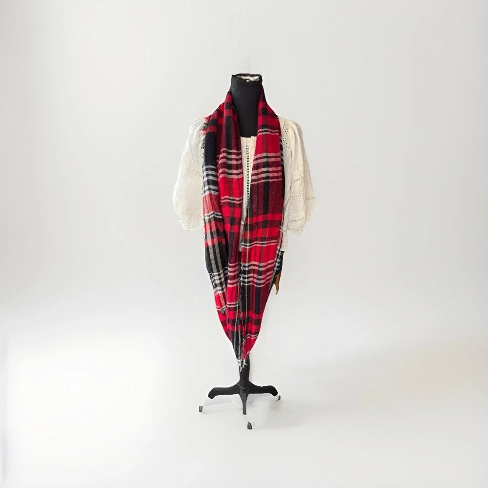 EST. 1946 Womens Scarf One Size Plaid Polyester  Viscose Christmas‎ Ready Scarf